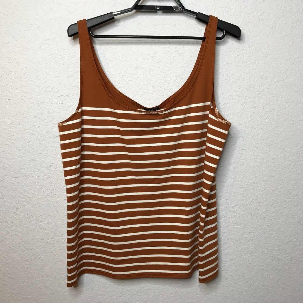 Lafayette 148 NY NWT Women's Strawflower/White Stripe Tank, Size XLarge